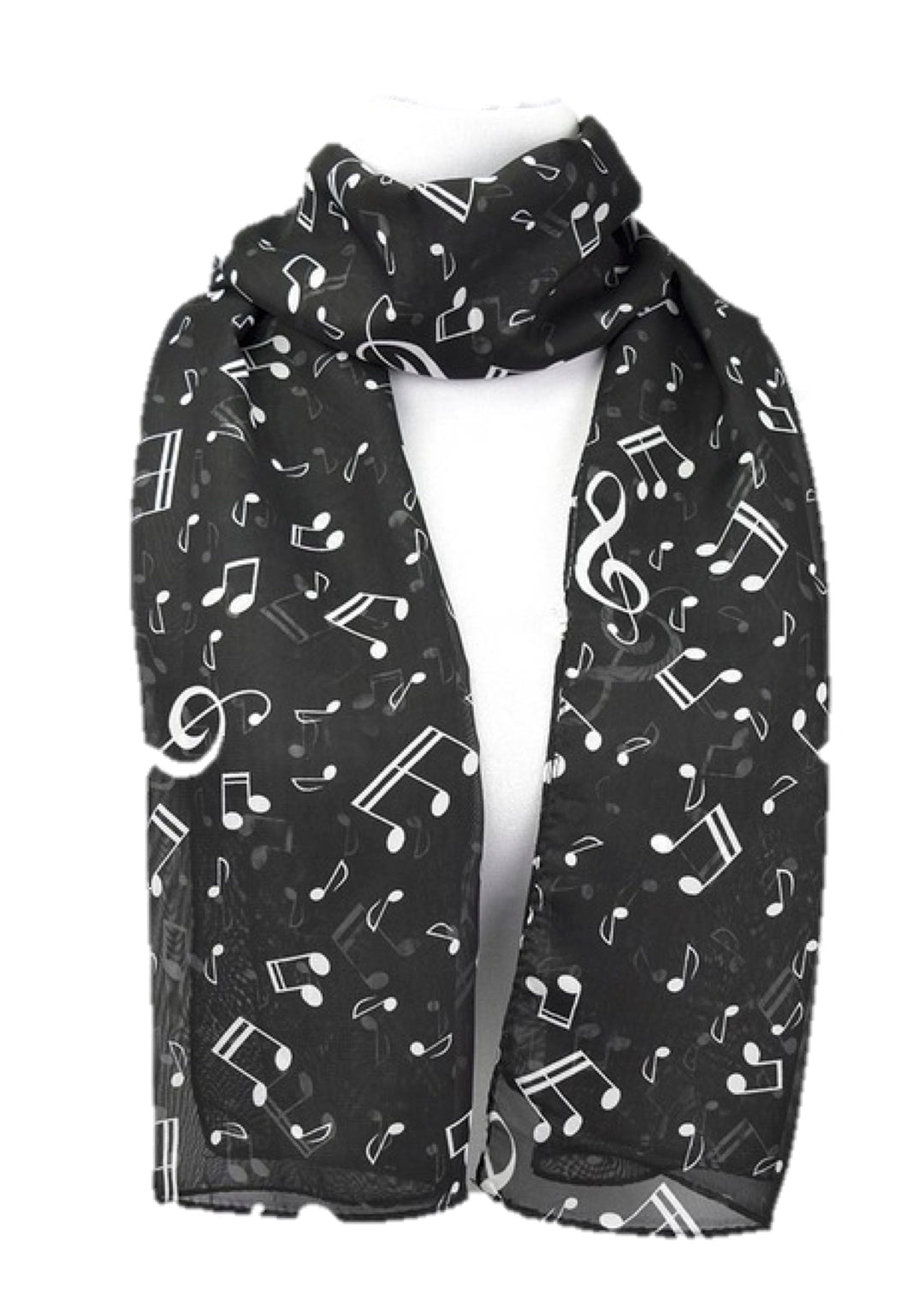 Musical symbols chiffon neck scarf shawl long rectangle size 47cm X 156cm