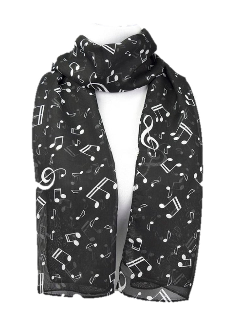 Musical symbols chiffon neck scarf shawl long rectangle size 47cm X 156cm