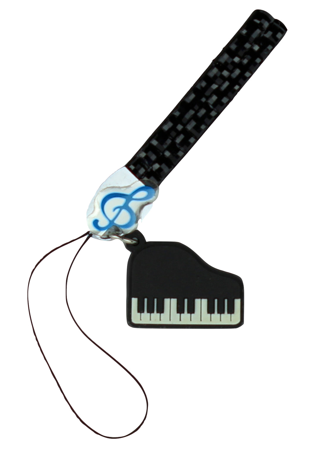 Crystal bling mobile phone strap with rubber piano instrument charm