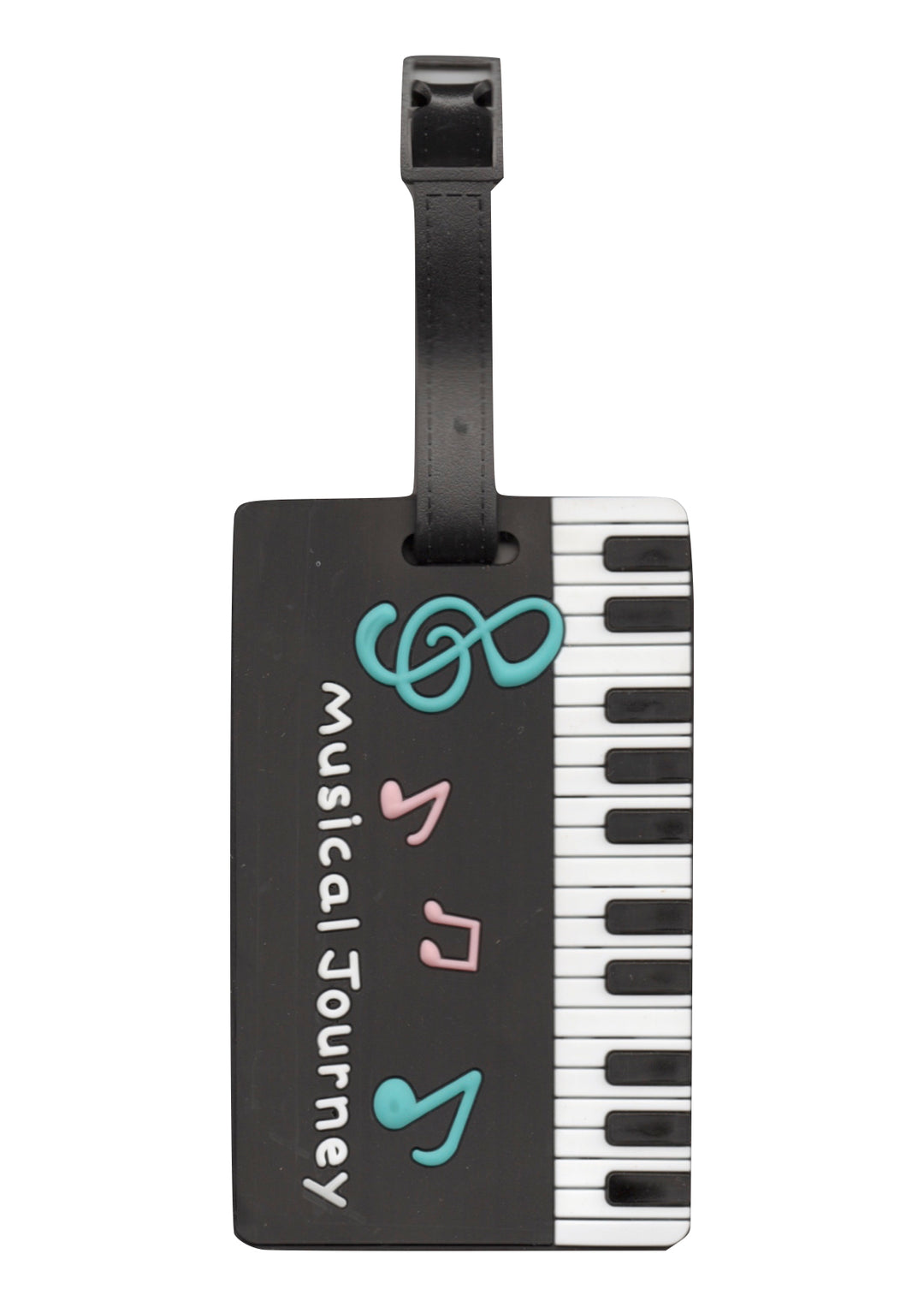 Black keyboard &amp; music symbols design bag instrument case luggage tag