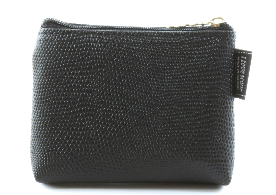 Quality black textured PVC mini bag money purse with carry chain split keyring