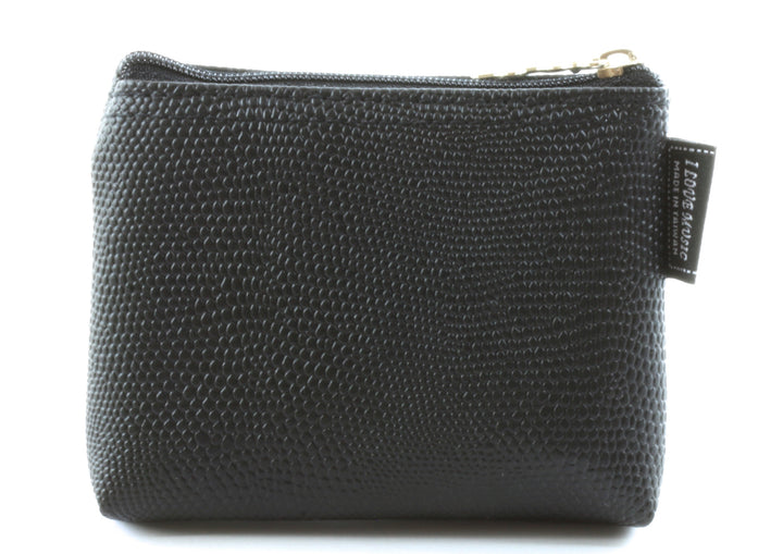 Quality black textured PVC mini bag money purse with carry chain split keyring