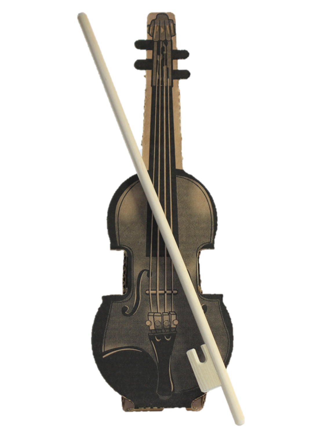 Detailed cardboard box violin &amp; wooden bow ideal for suzuki students &amp; beginners