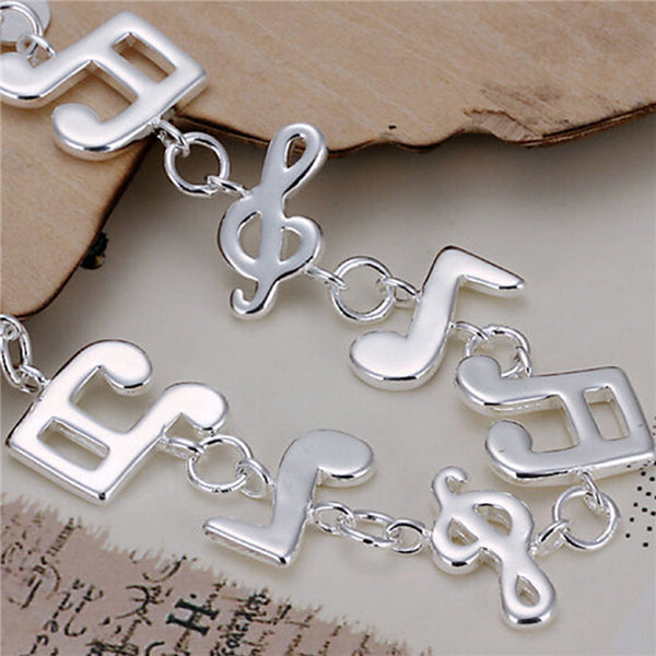 Musical ornaments bracelet 925 silver (plated) quality links &amp; lobster claw lock