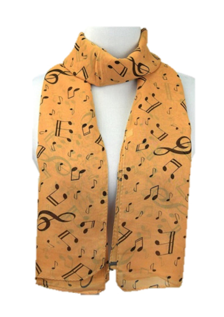 Musical symbols chiffon neck scarf shawl long rectangle size 47cm X 156cm