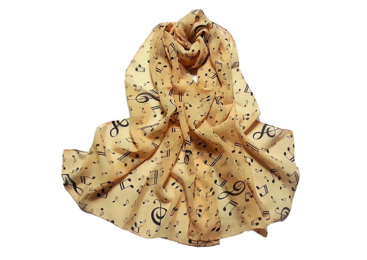 Musical symbols chiffon neck scarf shawl long rectangle size 47cm X 156cm