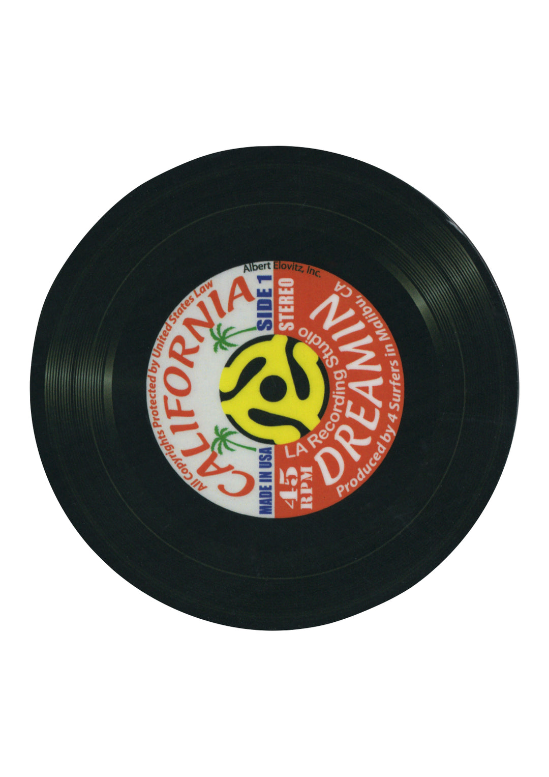 AIM Gifts single vinyl drinks coaster rubber non slip base California Dreamin