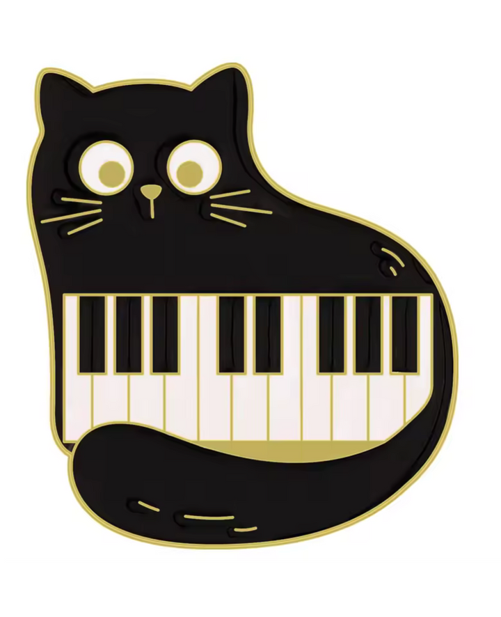 Set of 5 Cat &amp; Music Enamel Pins – Cute Cats, Kittens &amp; Musical Notes