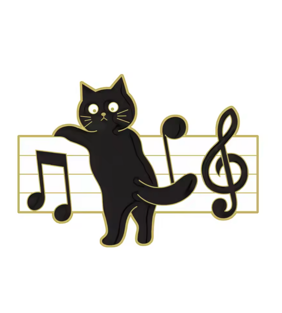 Set of 5 Cat &amp; Music Enamel Pins – Cute Cats, Kittens &amp; Musical Notes