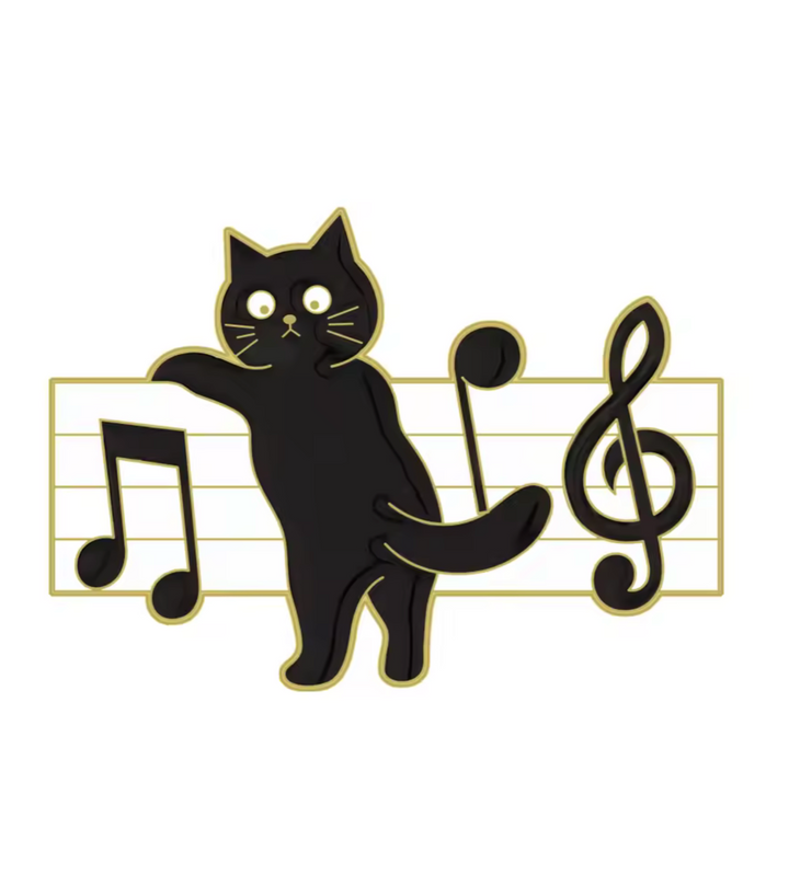 Set of 5 Cat &amp; Music Enamel Pins – Cute Cats, Kittens &amp; Musical Notes