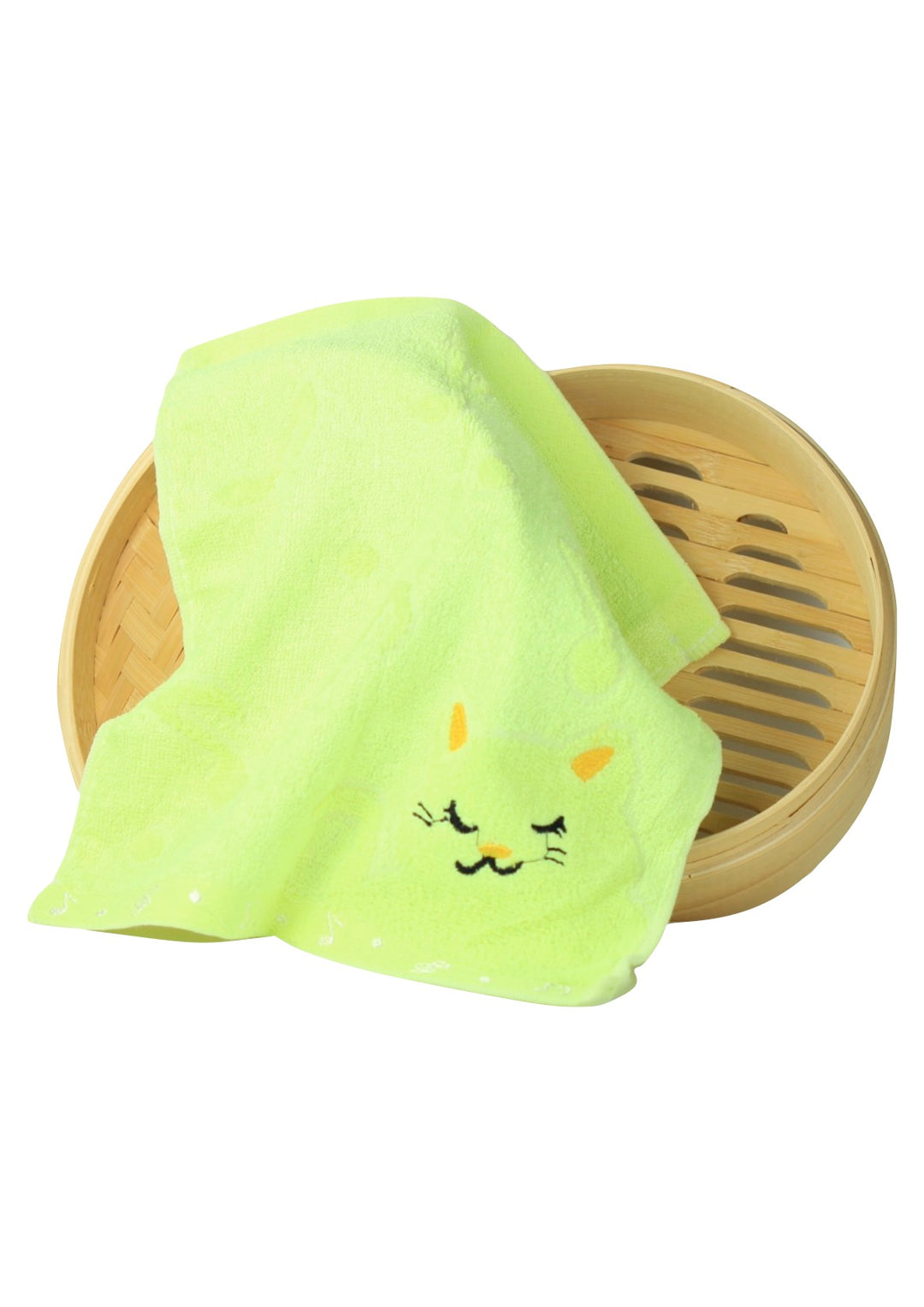 Non-twisted bamboo fibre cat &amp; musical notes overlocked face washer bath towel