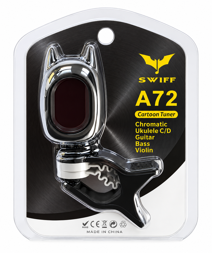 Swiff A72 Clip-On Chromatic Tuner - Black Bat, 5 Modes
