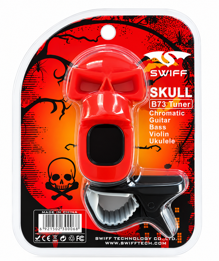 Swiff B73 Clip-On Chromatic Tuner - Skull, 5 Modes