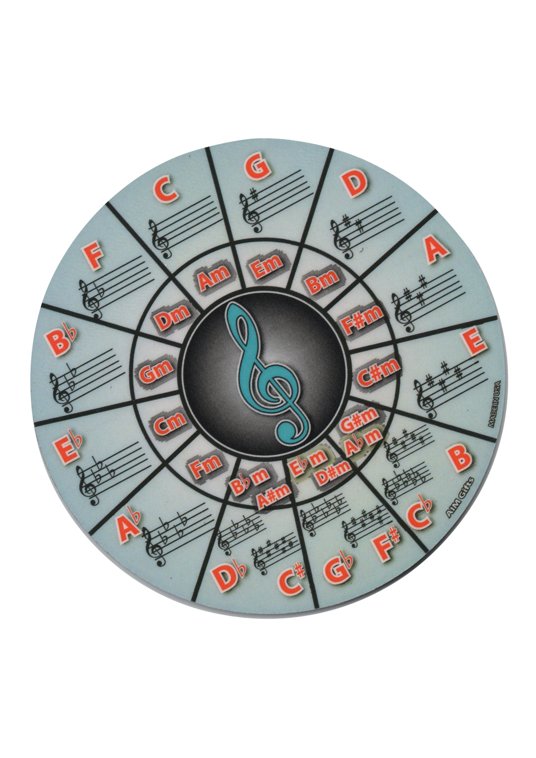 AIM Gifts Circle of Fifths Vinyl Drink Coaster – Non-Slip Rubber Base