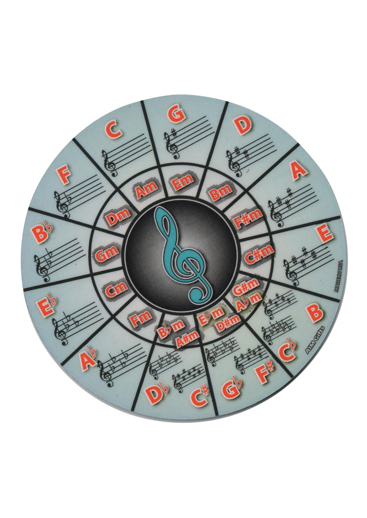AIM Gifts Circle of Fifths Vinyl Drink Coaster – Non-Slip Rubber Base