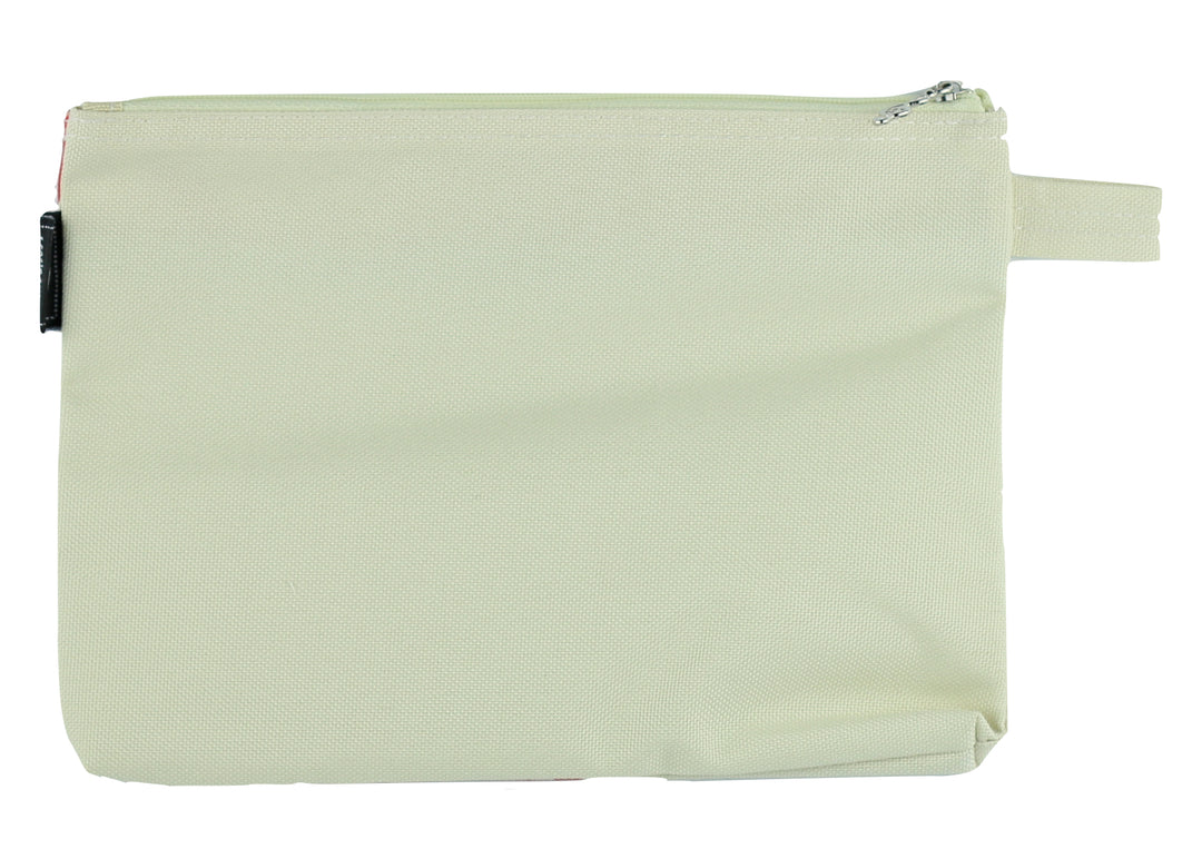 Creme I Love Music brand treble clef print canvas zipper pencil case 23cm X 17cm