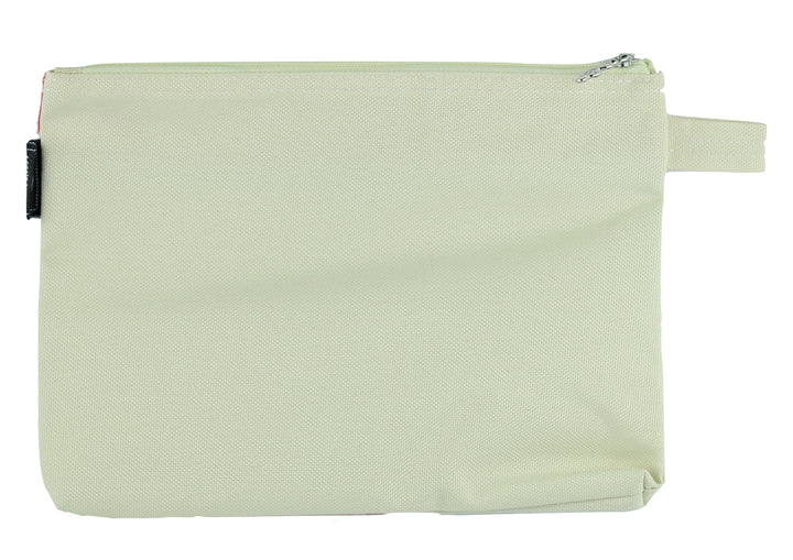 Creme I Love Music brand treble clef print canvas zipper pencil case 23cm X 17cm