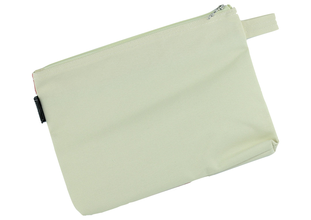 Creme I Love Music brand treble clef print canvas zipper pencil case 23cm X 17cm