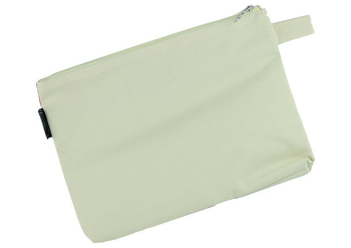 Creme I Love Music brand treble clef print canvas zipper pencil case 23cm X 17cm