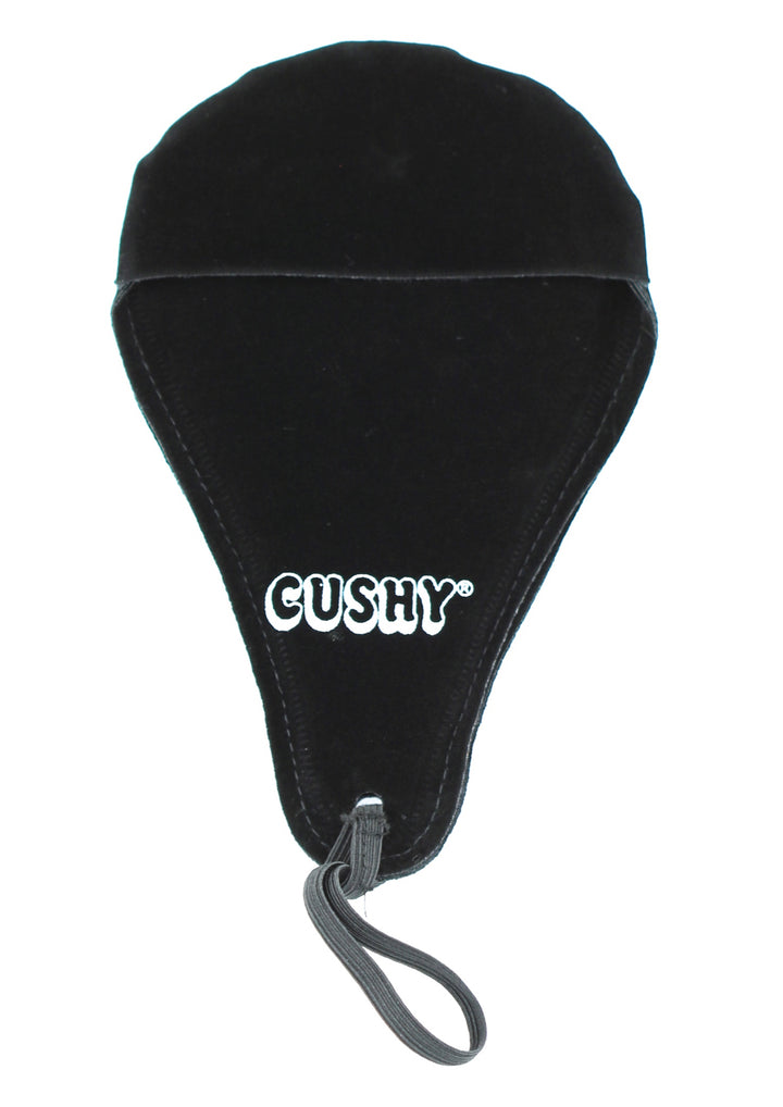 CUSHY Small black 1/2 - 1/16 violin 12” viola chinrest pad cushion elastic strap