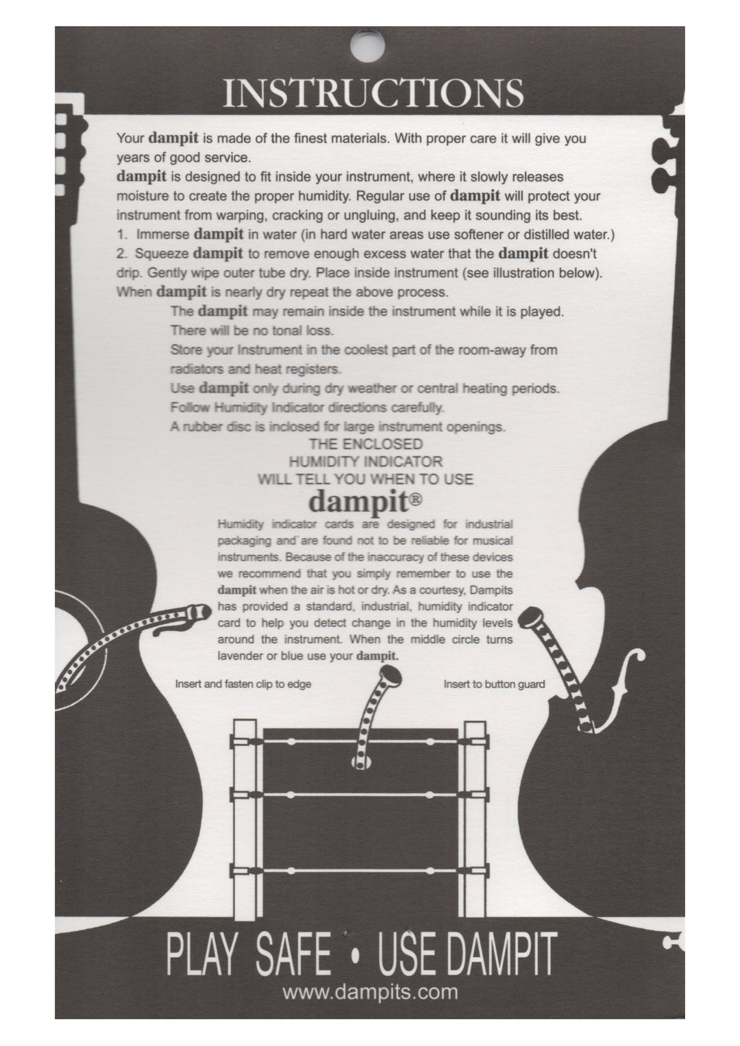 Dampit violin humidifier stops instrument damage in extreme climate conditions