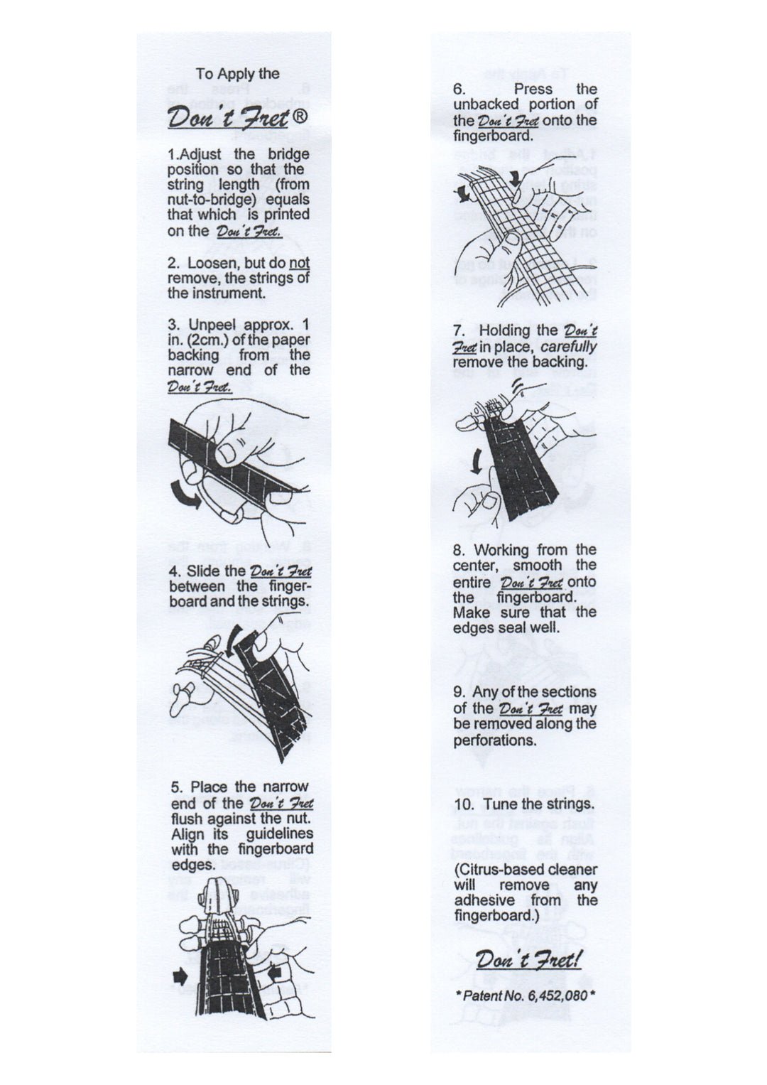 Don’t Fret self-adhering vinyl fingerboard fingering marker 1/4 violin