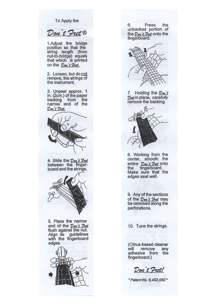 Don’t Fret self-adhering vinyl fingerboard fingering marker 1/4 violin