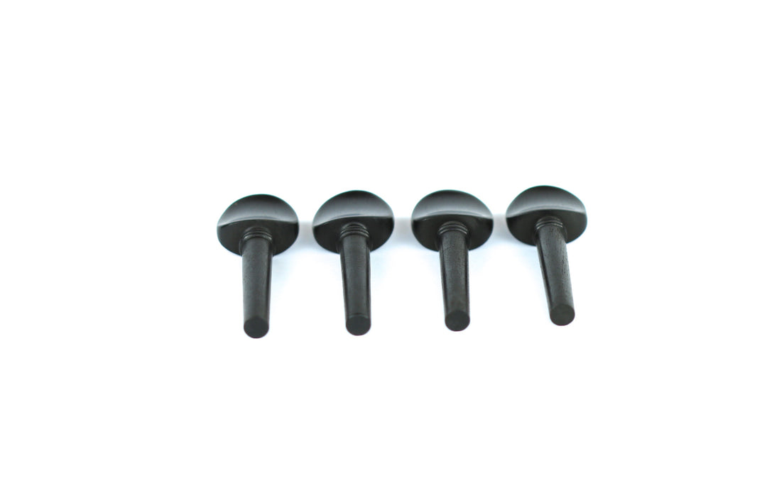 Set of 4 ebony violin tuning pegs with brass diamond capping 1/4 size