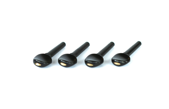 Set of 4 ebony violin tuning pegs with brass diamond capping 1/4 size