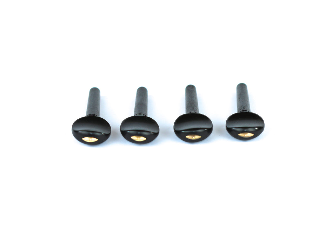 Set of 4 ebony violin tuning pegs with brass diamond capping 1/10 size