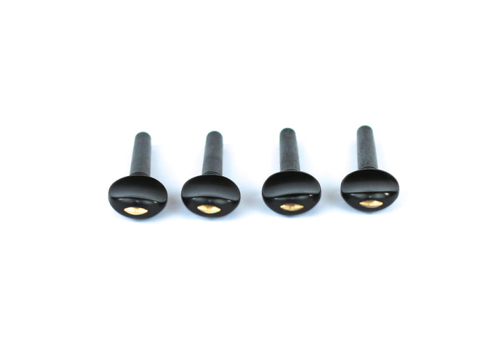 Set of 4 ebony violin tuning pegs with brass diamond capping 3/4 size