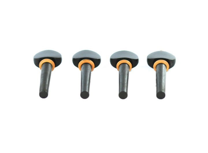 Set of 4 ebony hill shape style violin tuning pegs with pin design 1/10 size