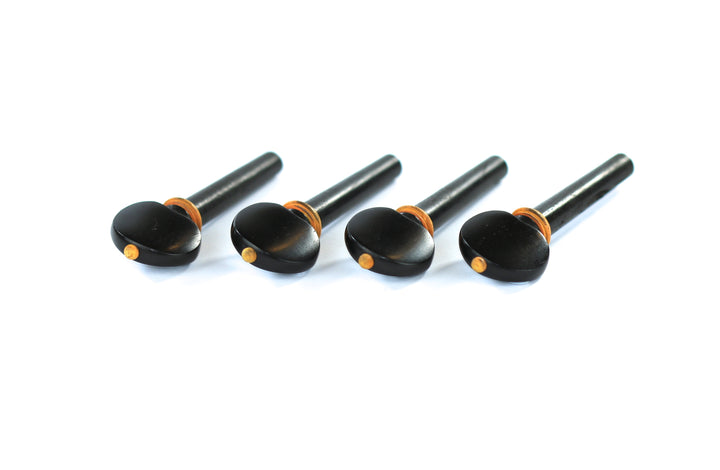 Set of 4 ebony hill shape style violin tuning pegs with pin design 1/8 size