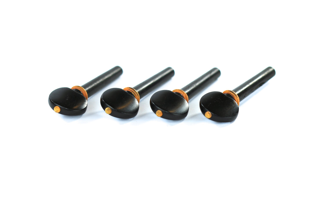Set of 4 ebony hill shape style violin tuning pegs with pin design