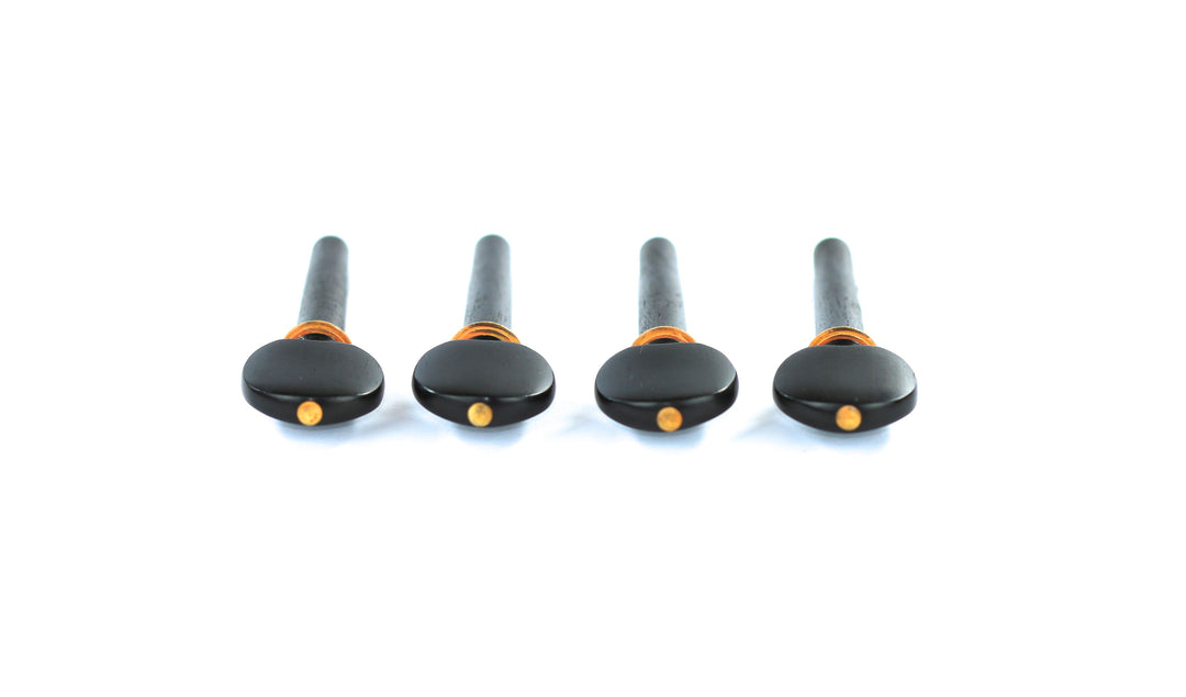 Set of 4 ebony hill shape style violin tuning pegs with pin design 1/10 size