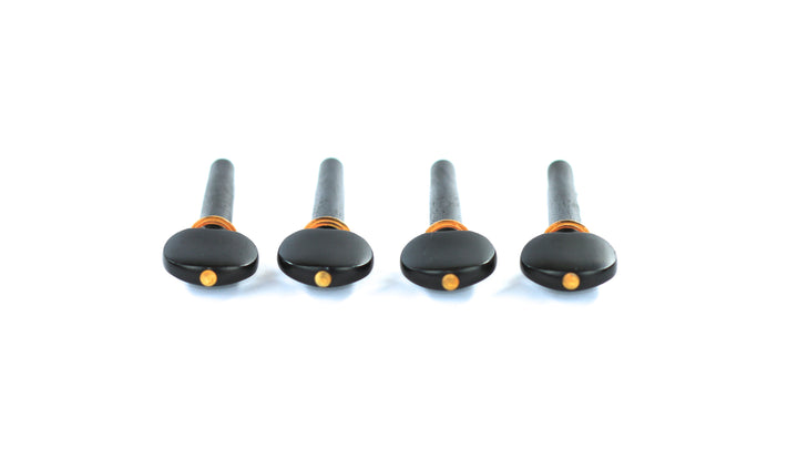 Set of 4 ebony hill shape style violin tuning pegs with pin design 1/10 size