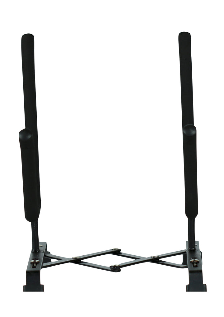 Black metal violin viola display stand expandable to all sizes