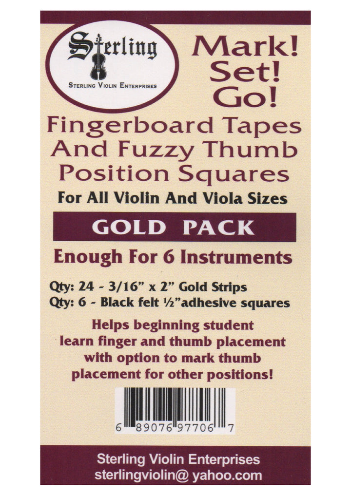 Sterling-Mark!Set!Go! GOLD Violin/Viola Fingerboard Tapes &amp; Felt Thumb Squares