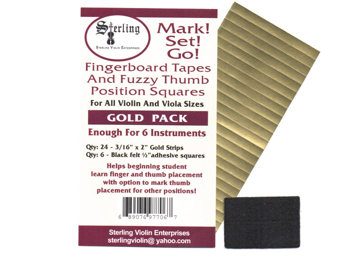Sterling-Mark!Set!Go! GOLD Violin/Viola Fingerboard Tapes &amp; Felt Thumb Squares