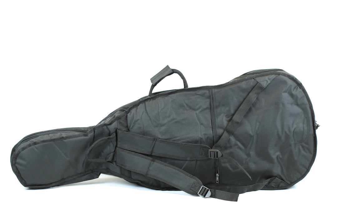 Quality black 4/4 size padded cello bag case - back straps &amp; 2 bow holders