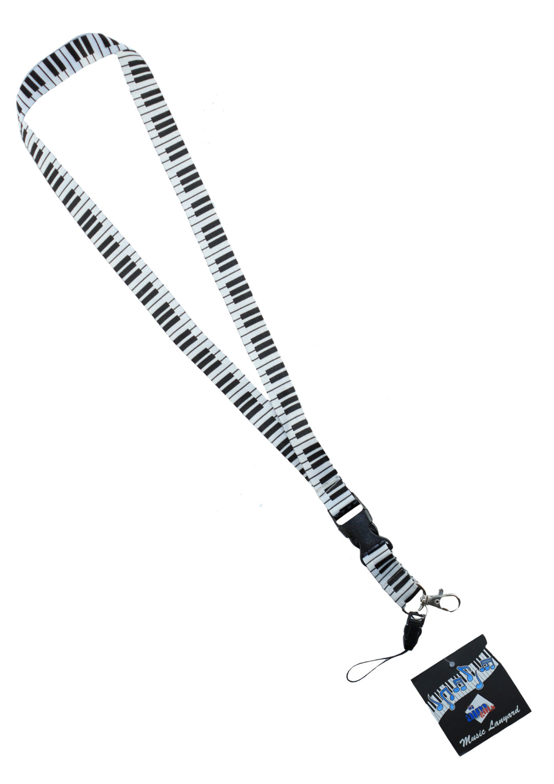 AIM Gifts brand lanyard black &amp; white keyboard themed design