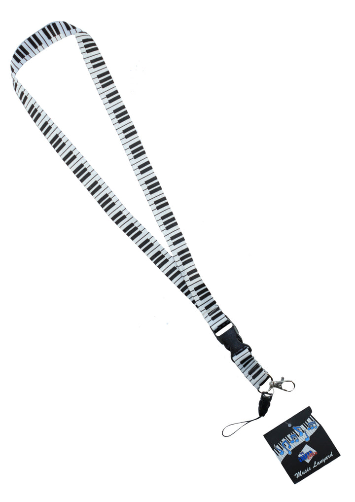 AIM Gifts brand lanyard black &amp; white keyboard themed design