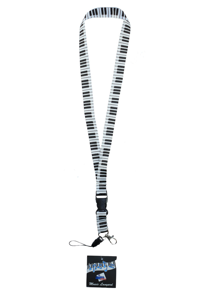 AIM Gifts brand lanyard black &amp; white keyboard themed design