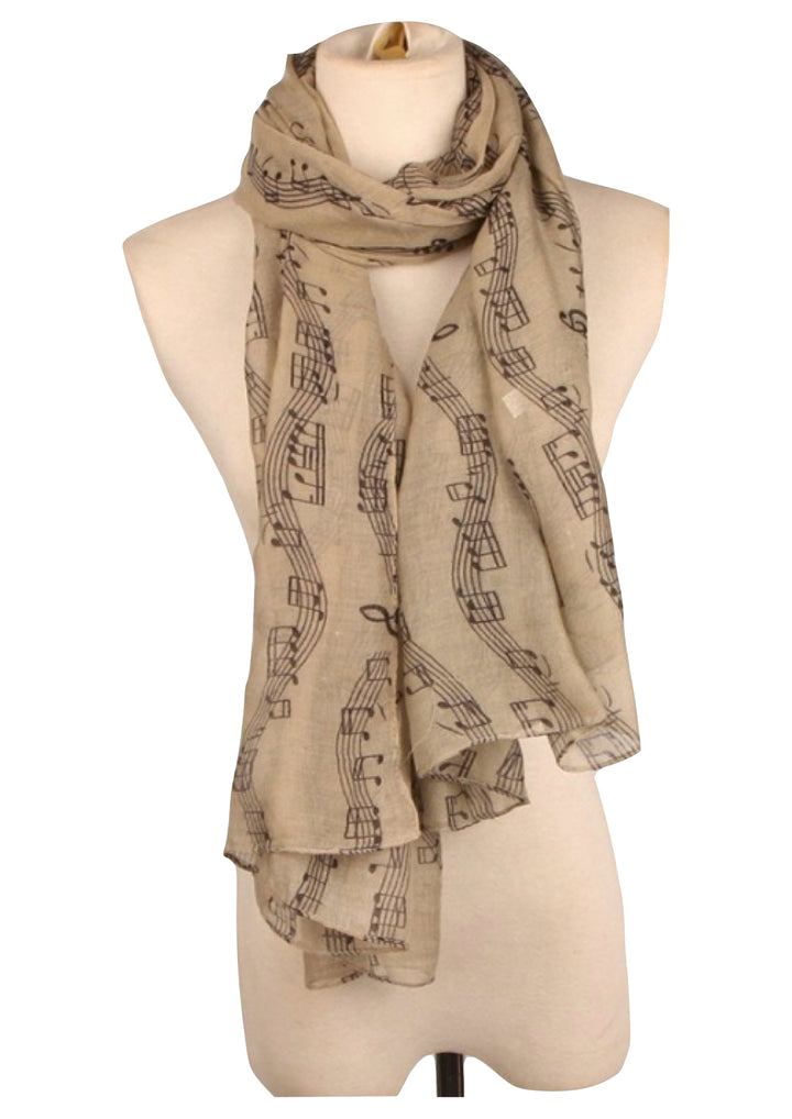 Musical symbols quality viscose rectangle neck scarf shawl 182cm X 82