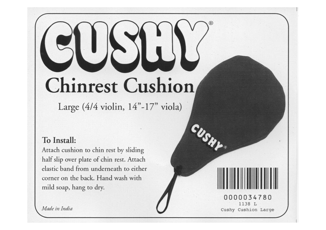 CUSHY Large NAVY  4/4 violin 14”-17” viola chinrest pad cushion elastic strap