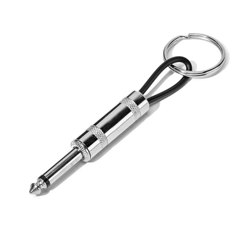 Novelty 6.35mm Audio Jack Plug Keychain Split Ring Keyring Quality ZincAlloy Materials