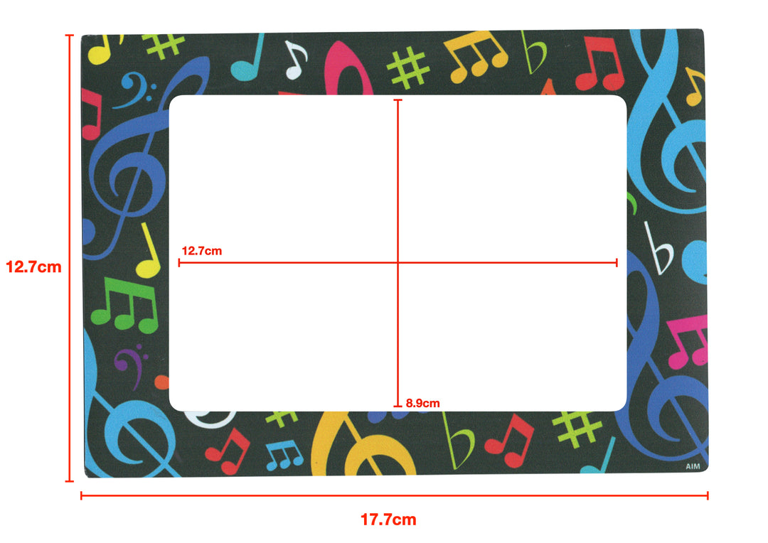 AIM Gifts magnetic picture frame multicoloured music symbols design 5”X7”