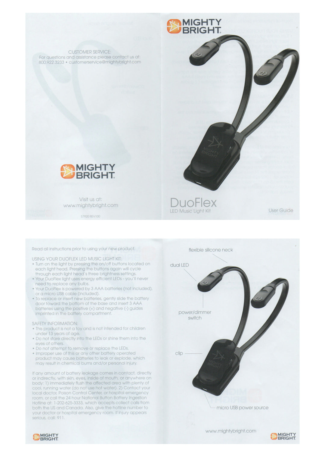 Mighty Bright DuoFlex dual head LED music stand/lecturn/podium light kit