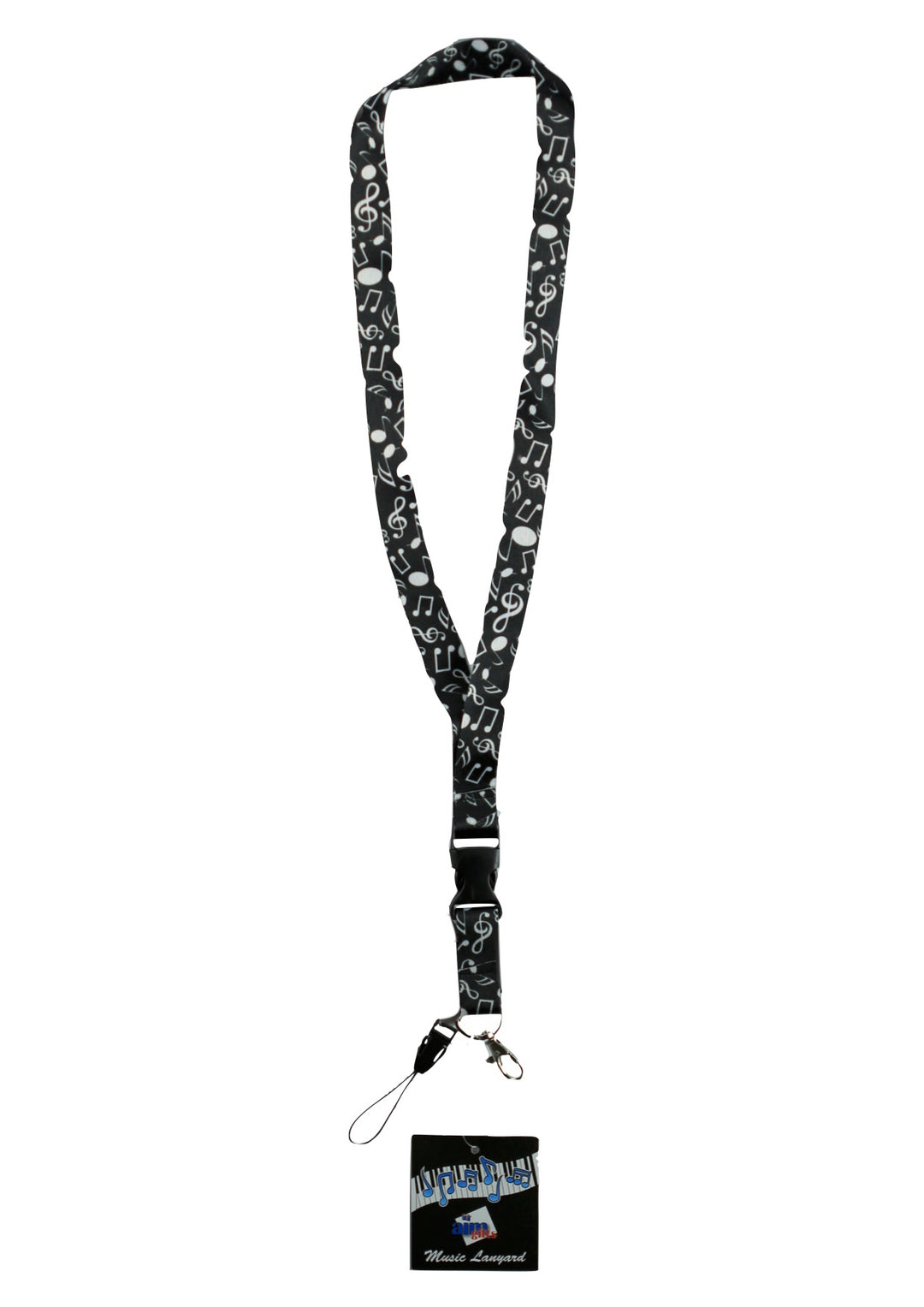 AIM Gifts Brand Black and White Music Notes Lanyard