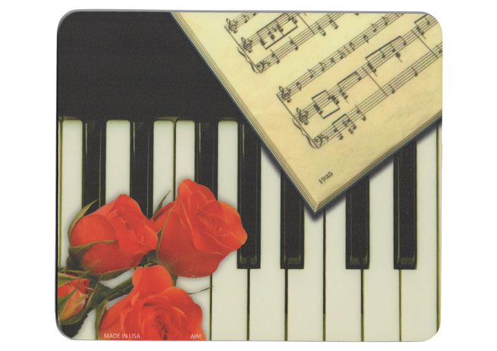 Piano roses &amp; sheet music computer mouse pad thick rubber base
